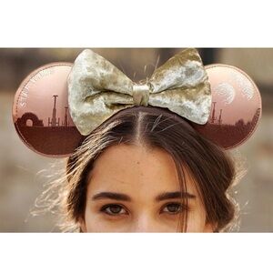 Velvet Bow Rose Gold Mouse Ear Headband - Unbranded